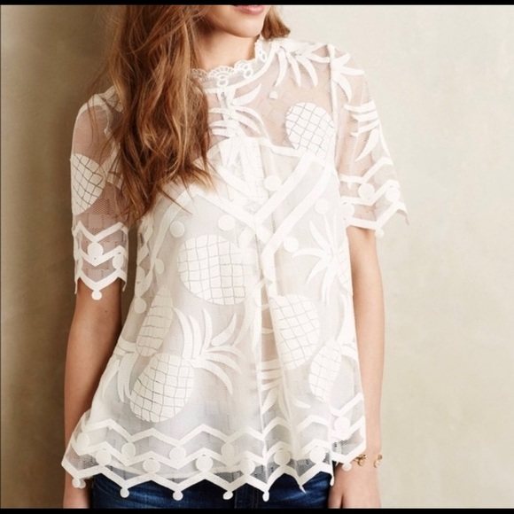 Anthropologie Tops - Anthropologie HD in Paris Ivory Lace Pineapple Top